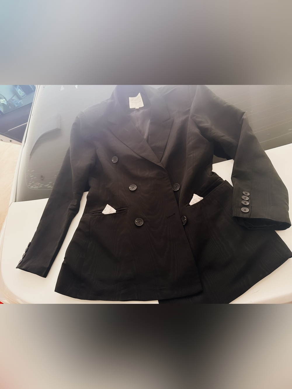 Avec Les Filles Double-Breasted Black Women's Blazer
